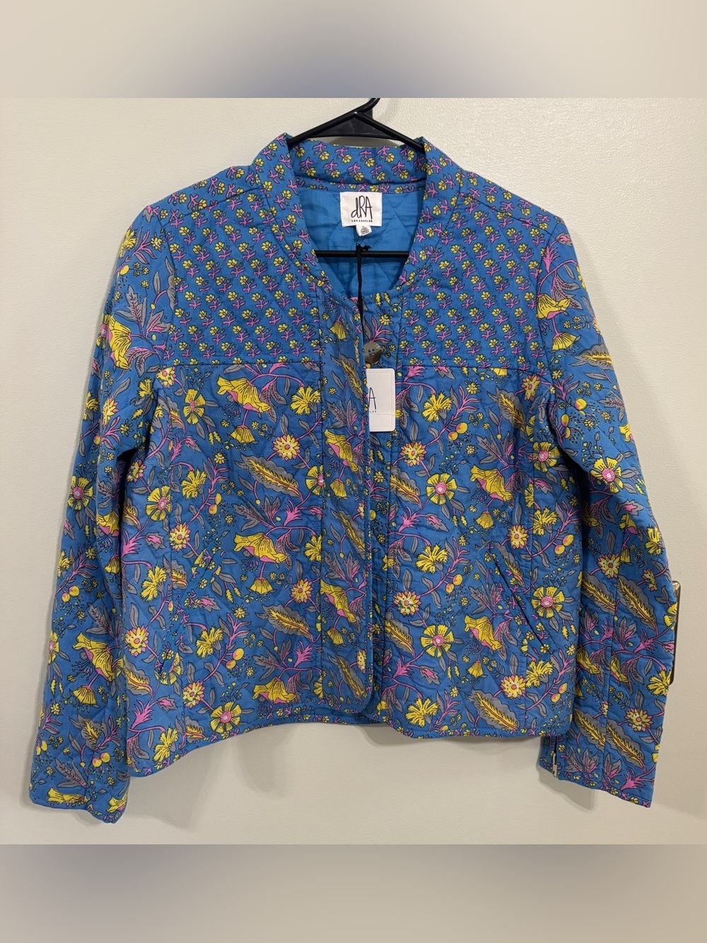 Anthropologie dRA quilted floral jacket small blue